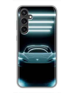 Чехол для Samsung Galaxy S23 FE с картинкой «Tesla в неоне»