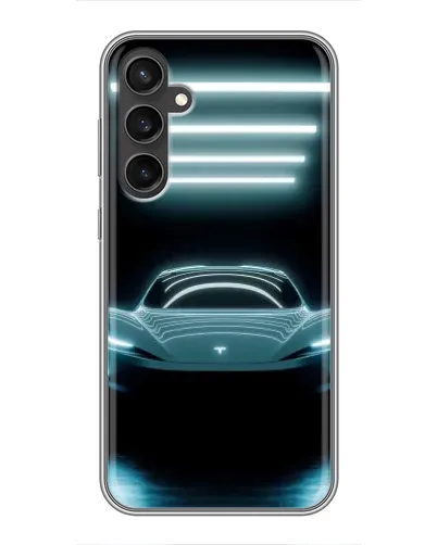 Чехол для Samsung Galaxy S23 FE с картинкой «Tesla в неоне» Чехол для Samsung Galaxy S23 FE с картинкой «Tesla в неоне»