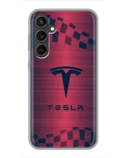 Чехол для Samsung Galaxy S23 FE с картинкой «Тесла красный карбон»