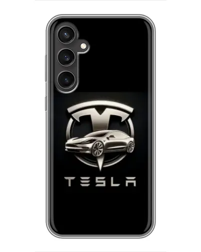 Чехол для Samsung Galaxy S23 FE с картинкой «Tesla — серебристое авто» Чехол для Samsung Galaxy S23 FE с картинкой «Tesla — серебристое авто»
