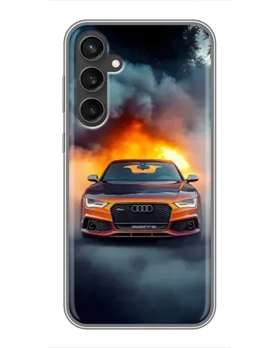 Чехол для Samsung Galaxy S23 FE с картинкой «Audi в огненном дыму»