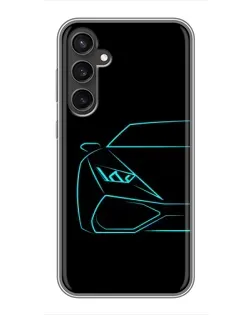 Чехол для Samsung Galaxy S23 FE с картинкой «Голубой силуэт Lamborghini»