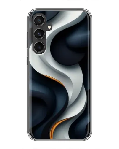 Чехол для Samsung Galaxy S23 FE с картинкой «Объемные черно-белые ленты» Чехол для Samsung Galaxy S23 FE с картинкой «Объемные черно-белые ленты»