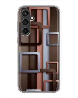 Чехол для Samsung Galaxy S23 FE с картинкой «Коричневые объемные квадраты»
