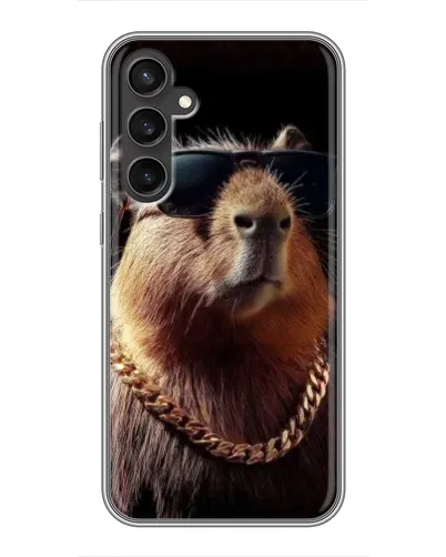 Чехол для Samsung Galaxy S23 FE с картинкой «Капибара золотая цепь»