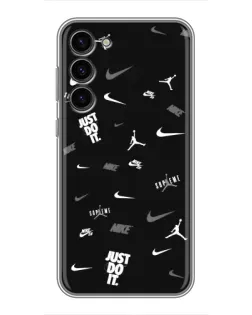 Чехол для Samsung Galaxy S23 Plus с картинкой «Nike Black Pattern»