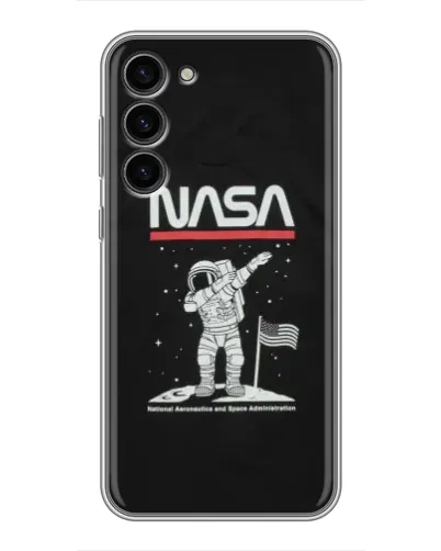 Чехол для Samsung Galaxy S23 Plus с картинкой «NASA — шагаем по Луне»