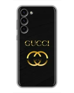 Чехол для Samsung Galaxy S23 Plus с картинкой «Золотой логотип Gucci»
