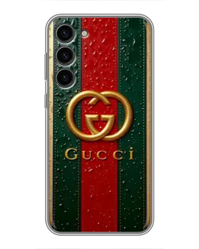 Чохол для Samsung Galaxy S23 Plus з картинкою «Gucci — фірмова смуга та золото» Чохол для Samsung Galaxy S23 Plus з картинкою «Gucci — фірмова смуга та золото»