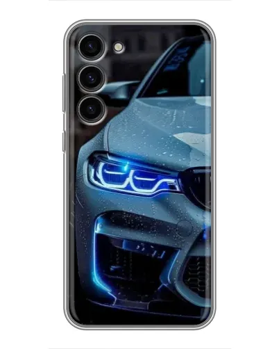 Чехол для Samsung Galaxy S23 Plus с картинкой «Взгляд BMW с синими фарами»