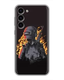Чехол для Samsung Galaxy S23 Plus с картинкой «PUBG — огненный силуэт»