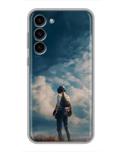 Чехол для Samsung Galaxy S23 Plus с картинкой «Герой PUBG на скале»