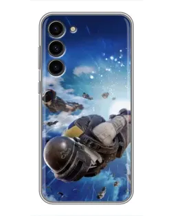 Чехол для Samsung Galaxy S23 Plus с картинкой «Десант PUBG — прыжок»