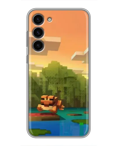 Чехол для Samsung Galaxy S23 Plus с картинкой «Майнкрафт закат солнца»