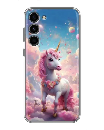 Чехол для Samsung Galaxy S23 Plus с картинкой «Единорог среди облаков»