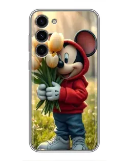 Чехол для Samsung Galaxy S23 Plus с картинкой «Микки с тюльпанами»