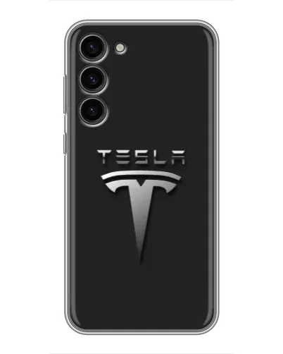 Чехол для Samsung Galaxy S23 Plus с картинкой «Стальной логотип Tesla» Чехол для Samsung Galaxy S23 Plus с картинкой «Стальной логотип Tesla»