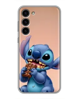 Чехол для Samsung Galaxy S23 Plus с картинкой «Стич ест шоколад»