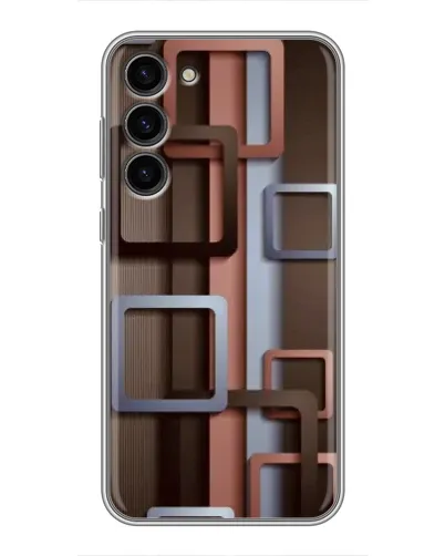 Чехол для Samsung Galaxy S23 Plus с картинкой «Коричневые объемные квадраты»