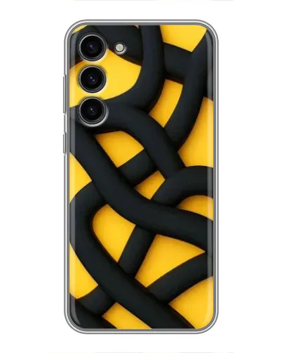 Чехол для Samsung Galaxy S23 Plus с картинкой «Черное желтое переплетение»