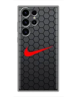 Чехол для Samsung Galaxy S23 Ultra с картинкой «Nike — карбоновая сетка» Чехол для Samsung Galaxy S23 Ultra с картинкой «Nike — карбоновая сетка»