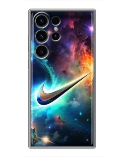 Чехол для Samsung Galaxy S23 Ultra с картинкой «Космический Nike Swoosh»