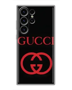 Чехол для Samsung Galaxy S23 Ultra с картинкой «Gucci — красный логотип»