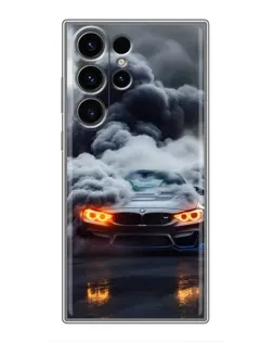 Чехол для Samsung Galaxy S23 Ultra с картинкой «BMW в дыму»