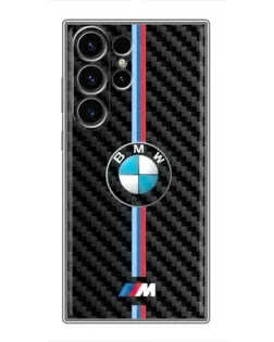 Чехол для Samsung Galaxy S23 Ultra с картинкой «Эмблема BMW и карбон»