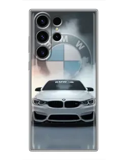 Чехол для Samsung Galaxy S23 Ultra с картинкой «BMW в белом дыму»