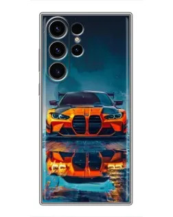 Чехол для Samsung Galaxy S23 Ultra с картинкой «BMW — золотая эмблема»