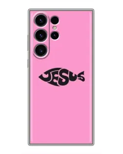 Чехол для Samsung Galaxy S23 Ultra с картинкой «Розовый символ  Jesus»
