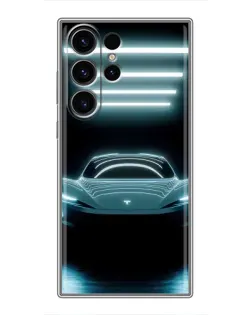 Чехол для Samsung Galaxy S23 Ultra с картинкой «Tesla в неоне»