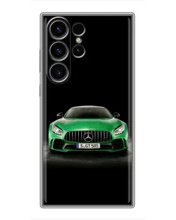 Чехол для Samsung Galaxy S23 Ultra с картинкой «Mercedes — неоновый лого»