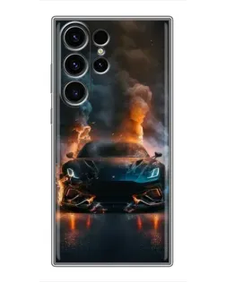 Чехол для Samsung Galaxy S23 Ultra с картинкой «Lamborghini дымная эстетика»