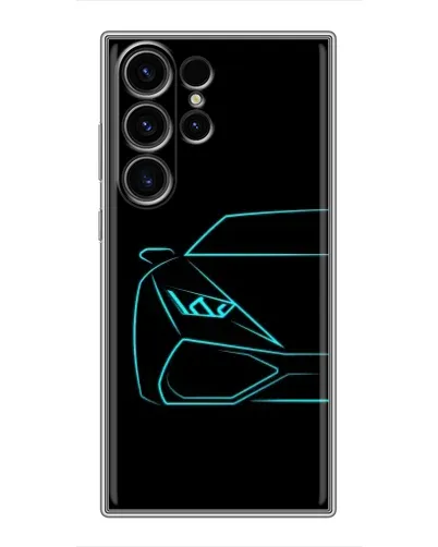 Чехол для Samsung Galaxy S23 Ultra с картинкой «Голубой силуэт Lamborghini»