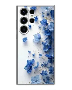 Чехол для Samsung Galaxy S23 Ultra с картинкой «Голубой цветочный каскад»