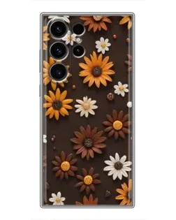 Чехол для Samsung Galaxy S23 Ultra с картинкой «Узор из маленьких подсолнухов»