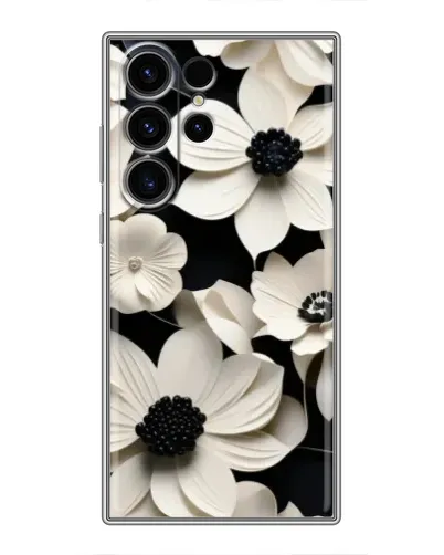 Чехол для Samsung Galaxy S23 Ultra с картинкой «Объемные белые цветы» Чехол для Samsung Galaxy S23 Ultra с картинкой «Объемные белые цветы»