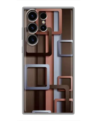 Чехол для Samsung Galaxy S23 Ultra с картинкой «Коричневые объемные квадраты»