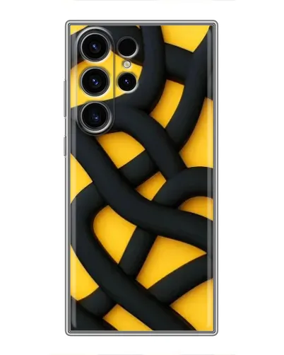 Чехол для Samsung Galaxy S23 Ultra с картинкой «Черное желтое переплетение»
