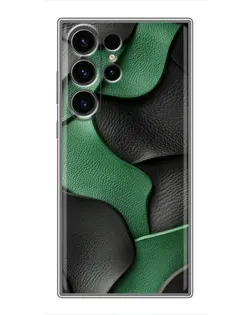 Чехол для Samsung Galaxy S23 Ultra с картинкой «Зеленые кожаные волны»