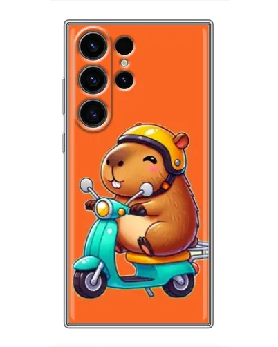 Чехол для Samsung Galaxy S23 Ultra с картинкой «Капибара на скутере»