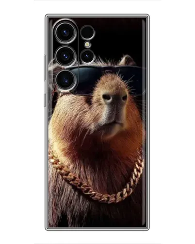 Чехол для Samsung Galaxy S23 Ultra с картинкой «Капибара золотая цепь»