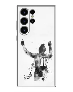 Чехол для Samsung Galaxy S23 Ultra с картинкой «Черно-белый силуэт Месси»