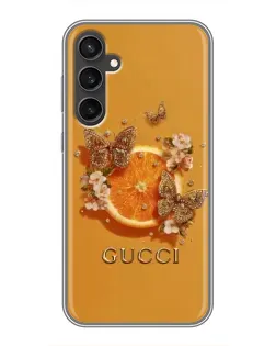 Чохол для Samsung Galaxy S23 з картинкою «Gucci — золоті метелики»