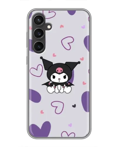 Чехол для Samsung Galaxy S23 с картинкой «Kuromi и лавандовые сердца»
