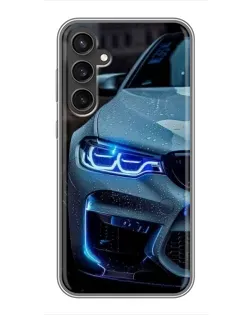 Чехол для Samsung Galaxy S23 с картинкой «Взгляд BMW с синими фарами» Чехол для Samsung Galaxy S23 с картинкой «Взгляд BMW с синими фарами»