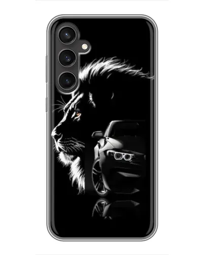 Чехол для Samsung Galaxy S23 с картинкой «BMW и лев»