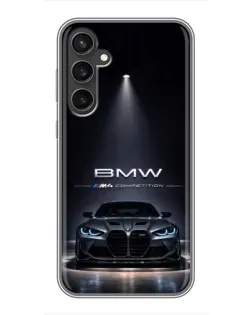Чехол для Samsung Galaxy S23 с картинкой «BMW сквозь ночной город»